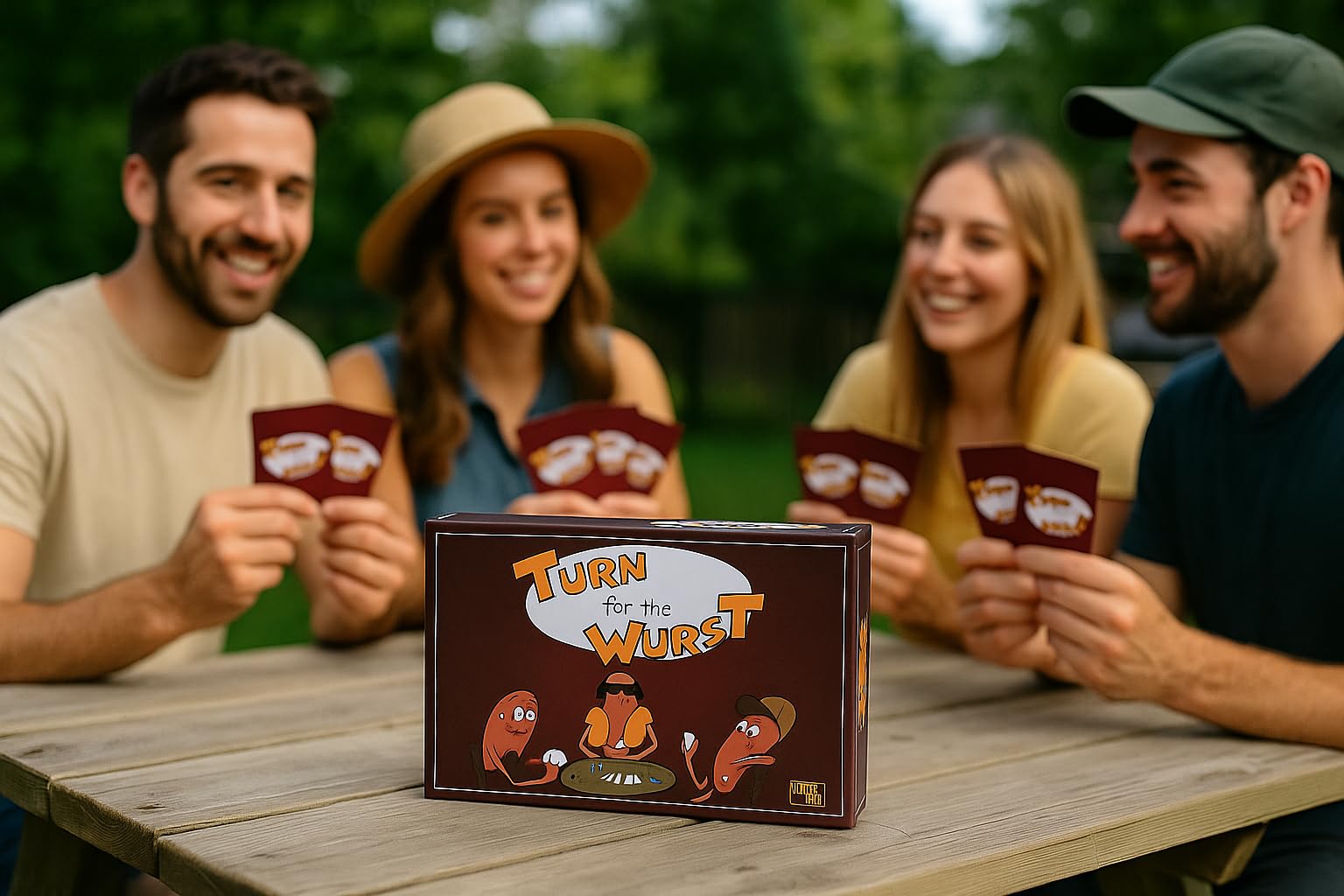 WamWam Games Turn for The Wurst™ - Hilarious Hotdog-Building Card Game, for Dads, Dad-Joke Enthusiasts, and Pun Lovers.