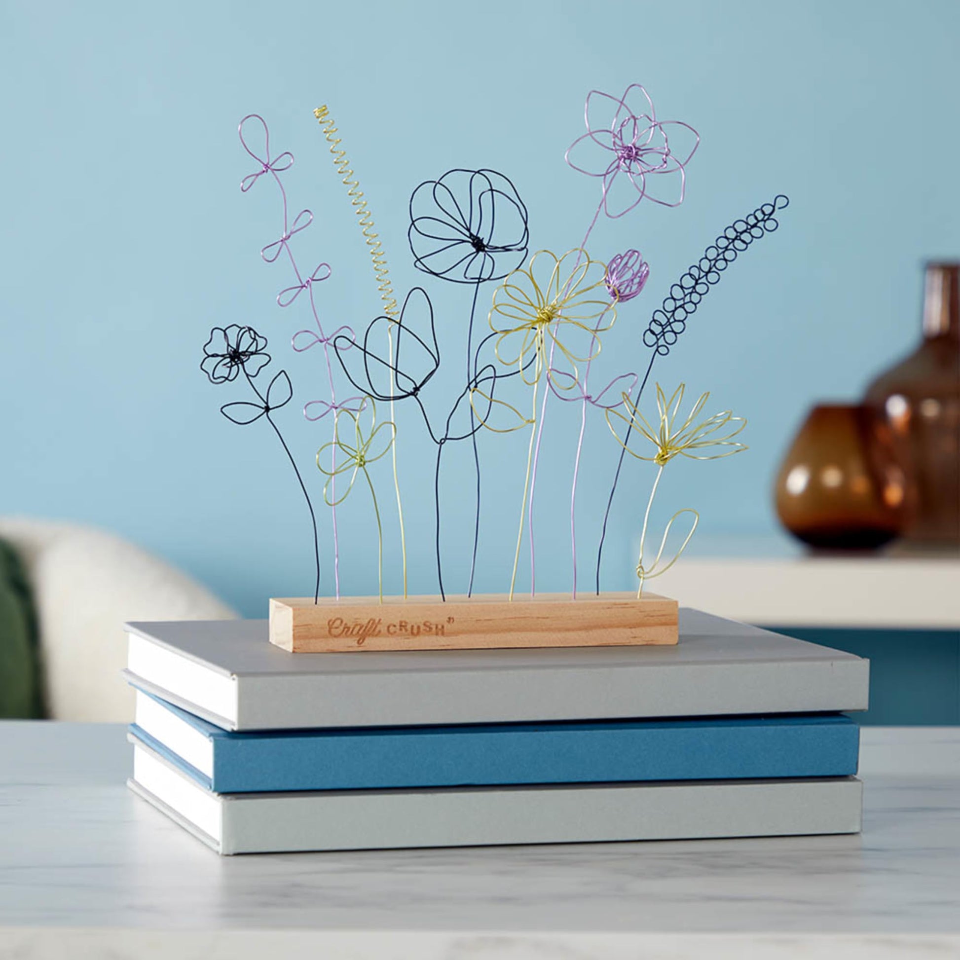 Craft Crush Wire Flowers - Create Unique Craft Wire Flower Designs with Easy to Use Tool and Guide with Display Stand - for Teens and Adults Ages 12