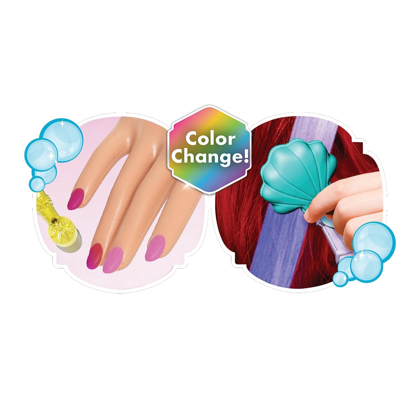 Disney Princess Shimmer Spa Ariel 8-inch Styling Head, 20-Pieces, Red Hair, Pretend Play, Kids Toys for Ages 3 Up by Just Play