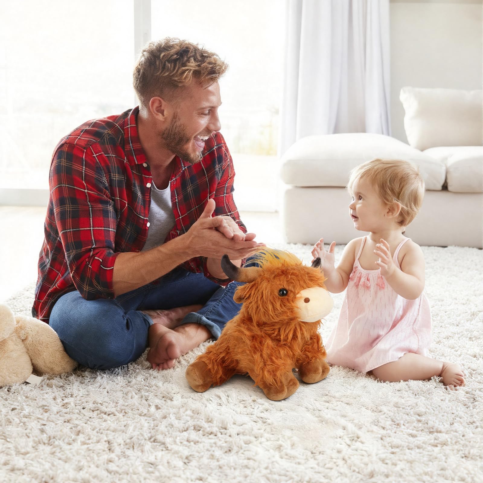 Tubistar 11.5" Highland Cow Stuffed Animal?Soft and Fluffy Highland Cow Stuffed Animal, Best Gift for Kids & Girls Halloween, Christmas or Birthday