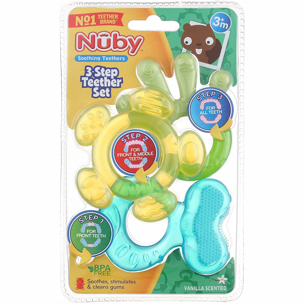 Nuby 3 Step Soothing Teether 3 Piece Set- Boy