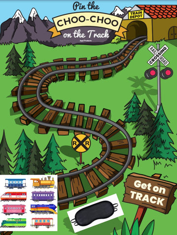 Jayd Products, Pin the Choo Choo on the Track, Train Theme Party Game 40 Stickers, 37 * 24in, X-Large Poster Train Birthday Party Activity