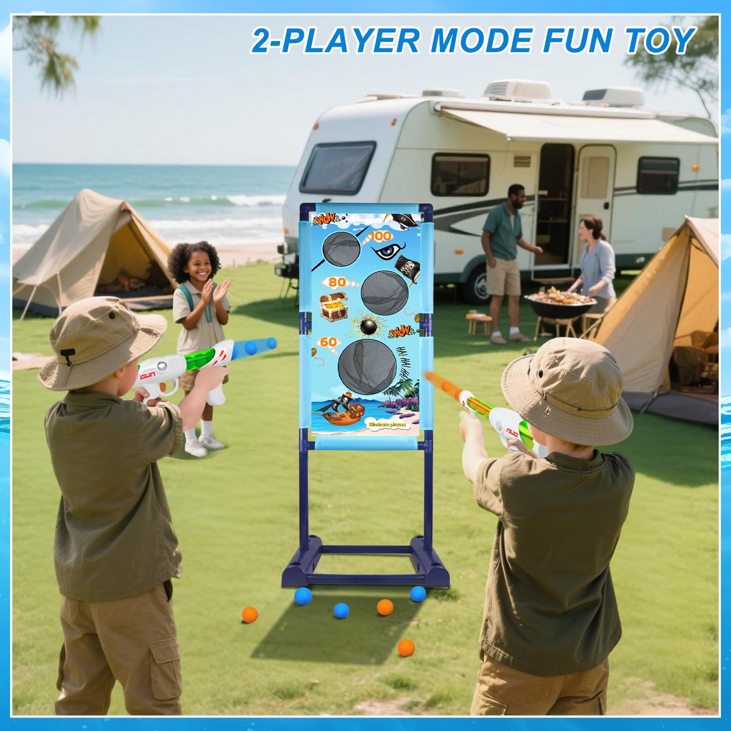 Active Target Game Set for 5 6 7 8 9 10 11 12 Years Old Boys Girls Best Kids Birthday Gift with Moving Shooting Target 2 Foam Blasters and 18 Foam