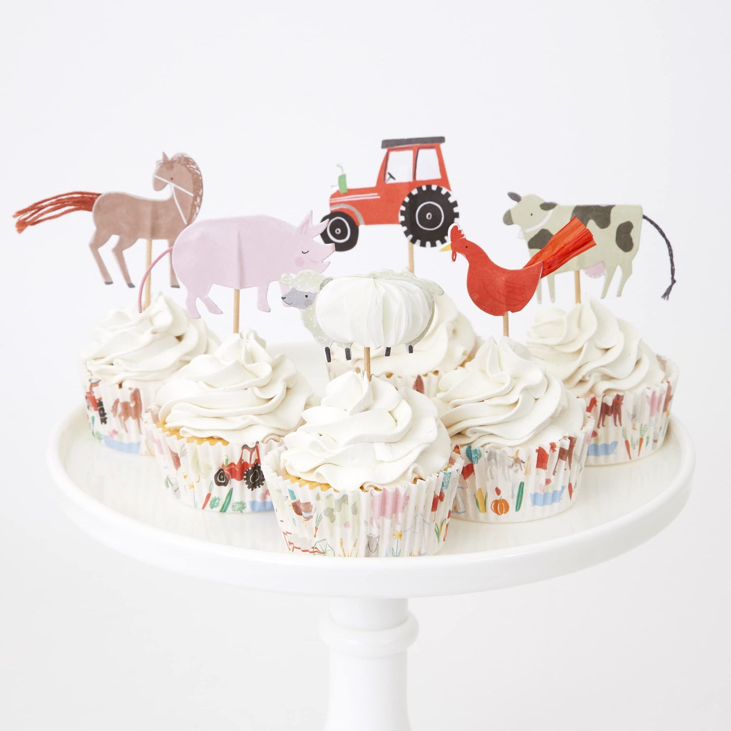 Meri Meri Cupcake Decorations, On the Farm Cupcake Kit (Pack of 24)