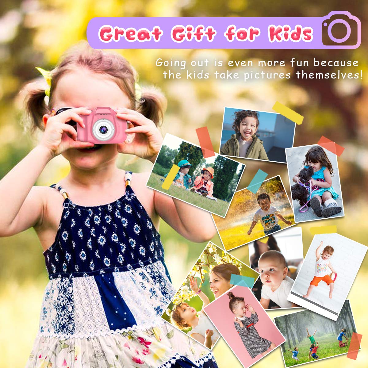 Seckton Upgrade Kids Selfie Camera, Christmas Birthday Gifts for Girls Age 3-9, HD Digital Video Cameras for Toddler, Portable Toy for 3 4 5 6 7 8