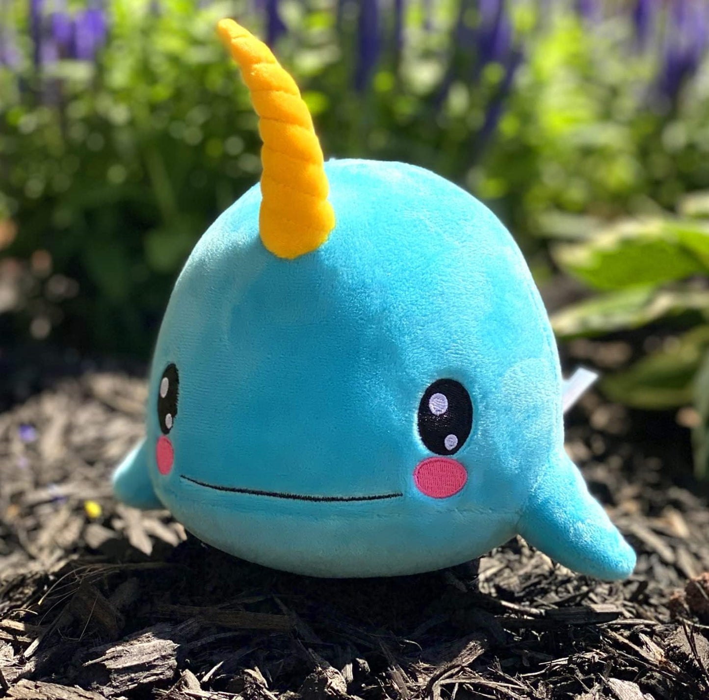 Bleacher Creatures Kuricha 6" Narwhal Sitting Plush - Soft Chibi Inspired Toy