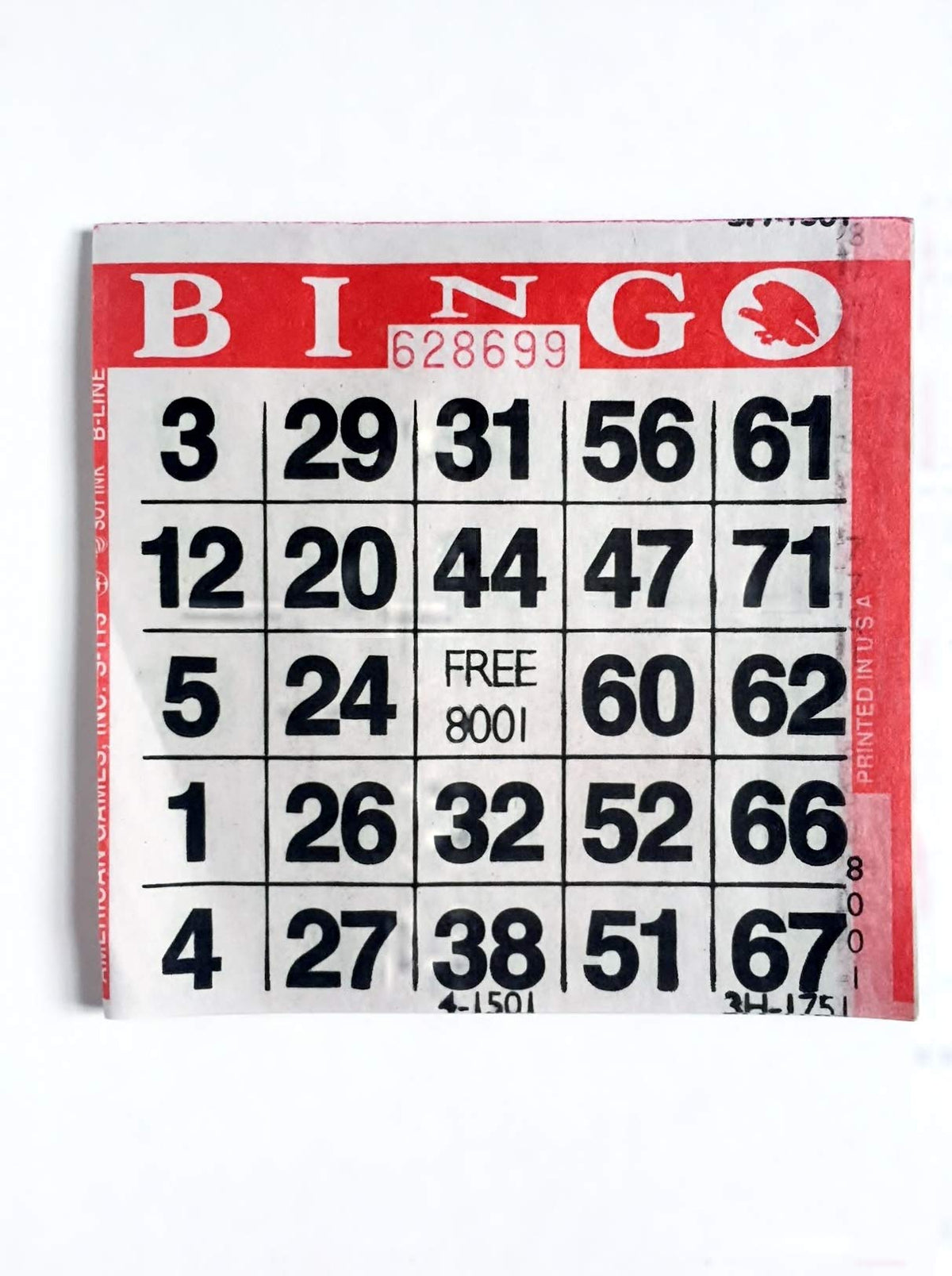 1 on Single Face Bingo Paper Cards- Pack of 500 Sheets- Color Red Border