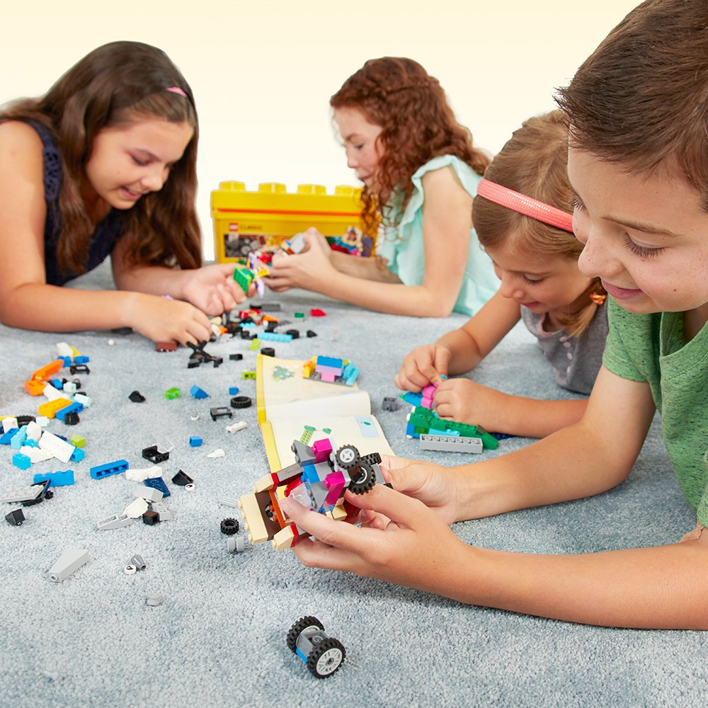 LEGO Classic Medium Creative Brick Box 10696 Building Toy Set - Featuring Storage, Includes Train, Car, and a Tiger Figure, and Playset for Kids