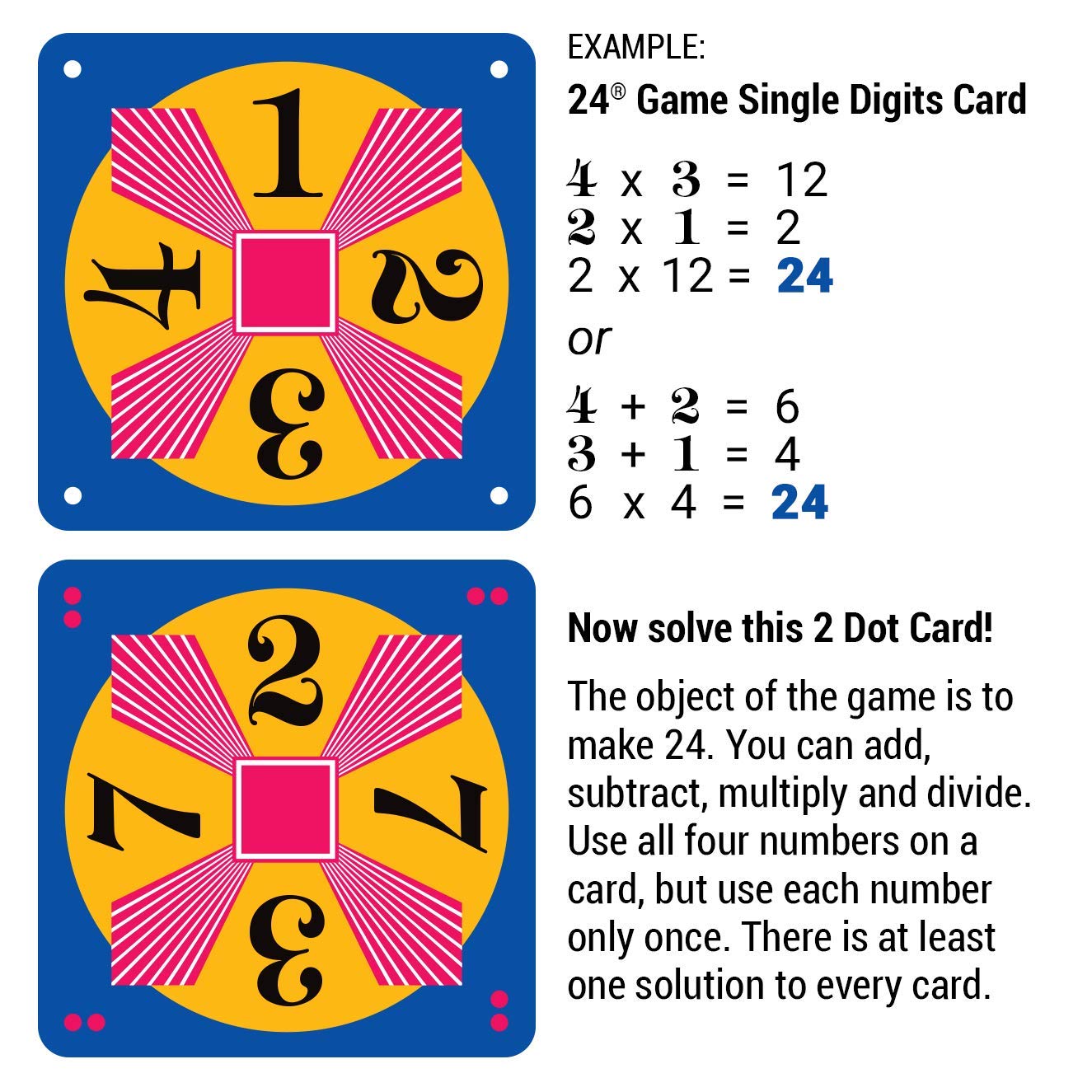 24 GAME 96-Card Deck: Algebra/Exponents Math Card Game