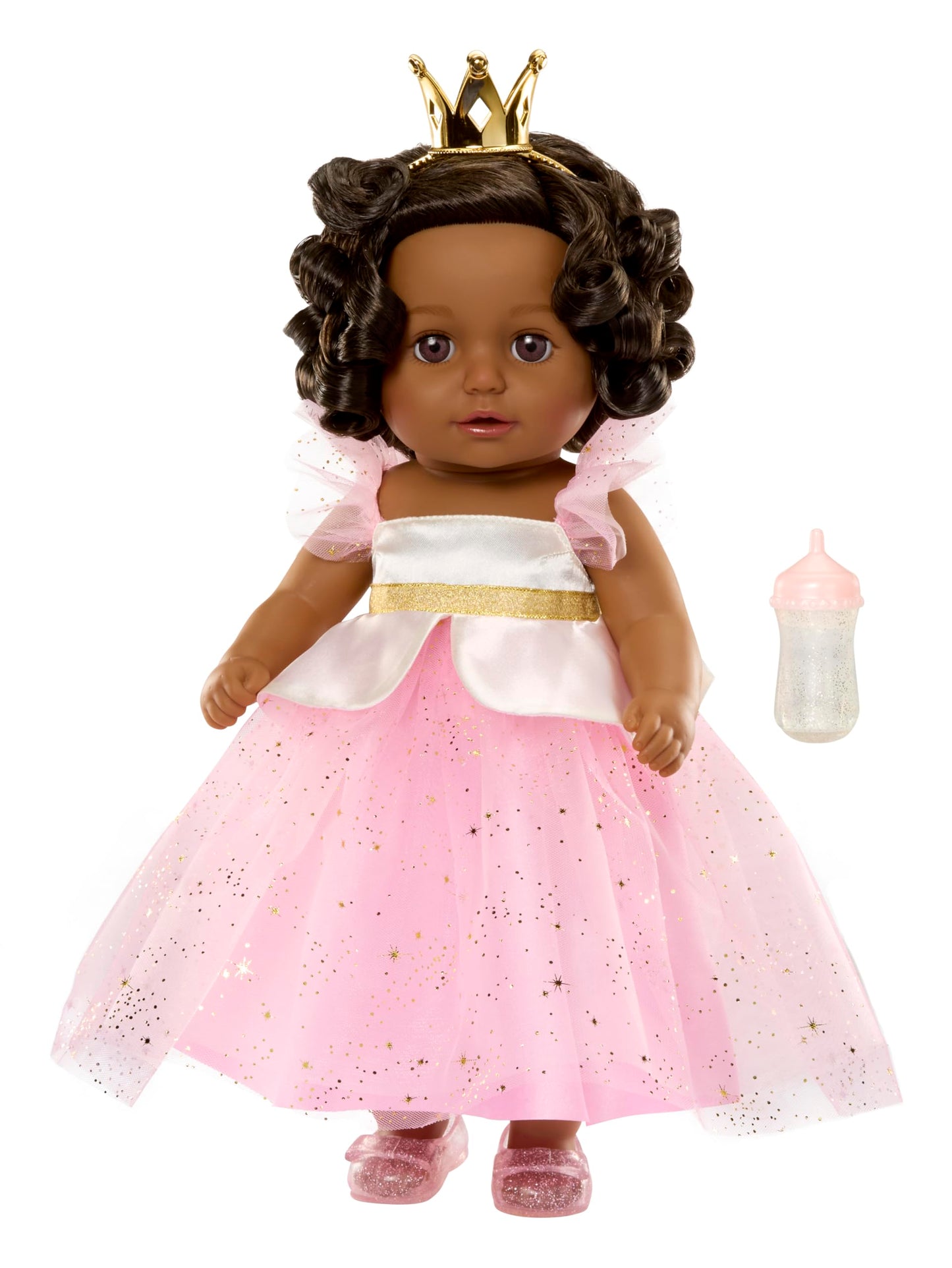 Baby born Princess Baby Doll Harper - Black Hair, Dark Brown Eyes: Realistic Features for Kids Ages 3 & Up, Rooted Hair, Eyes Open & Close