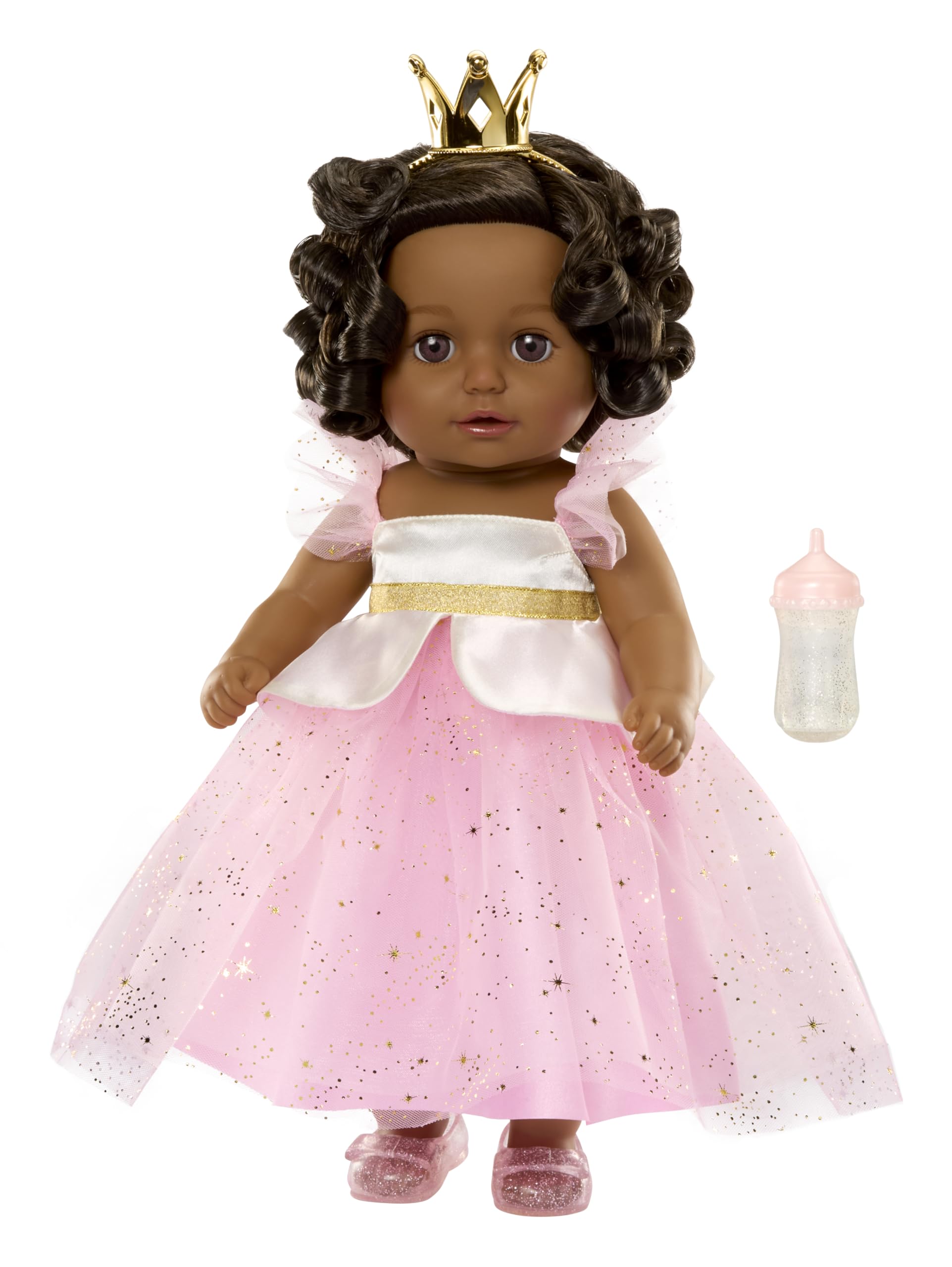 Baby born Princess Baby Doll Harper - Black Hair, Dark Brown Eyes: Realistic Features for Kids Ages 3 & Up, Rooted Hair, Eyes Open & Close