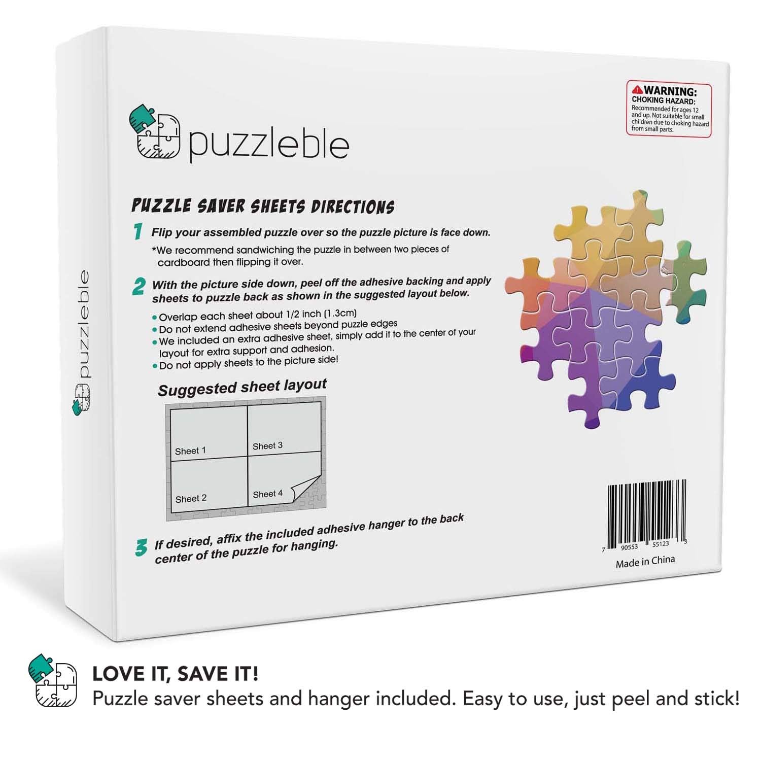 Gradient Jigsaw Puzzle 500 Pieces, Puzzle Saver Sheets and Hanger Included! Difficult Puzzles for Adults and Teens! Perfect for Family or Date Night!