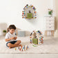 Givilio Tonie Shelf 360° Swivel Base SpinLodge House Rotating Wooden for Toniebox1&2, Magnetic Figures with Strong Magnets, Wall-Mountable Toniebox