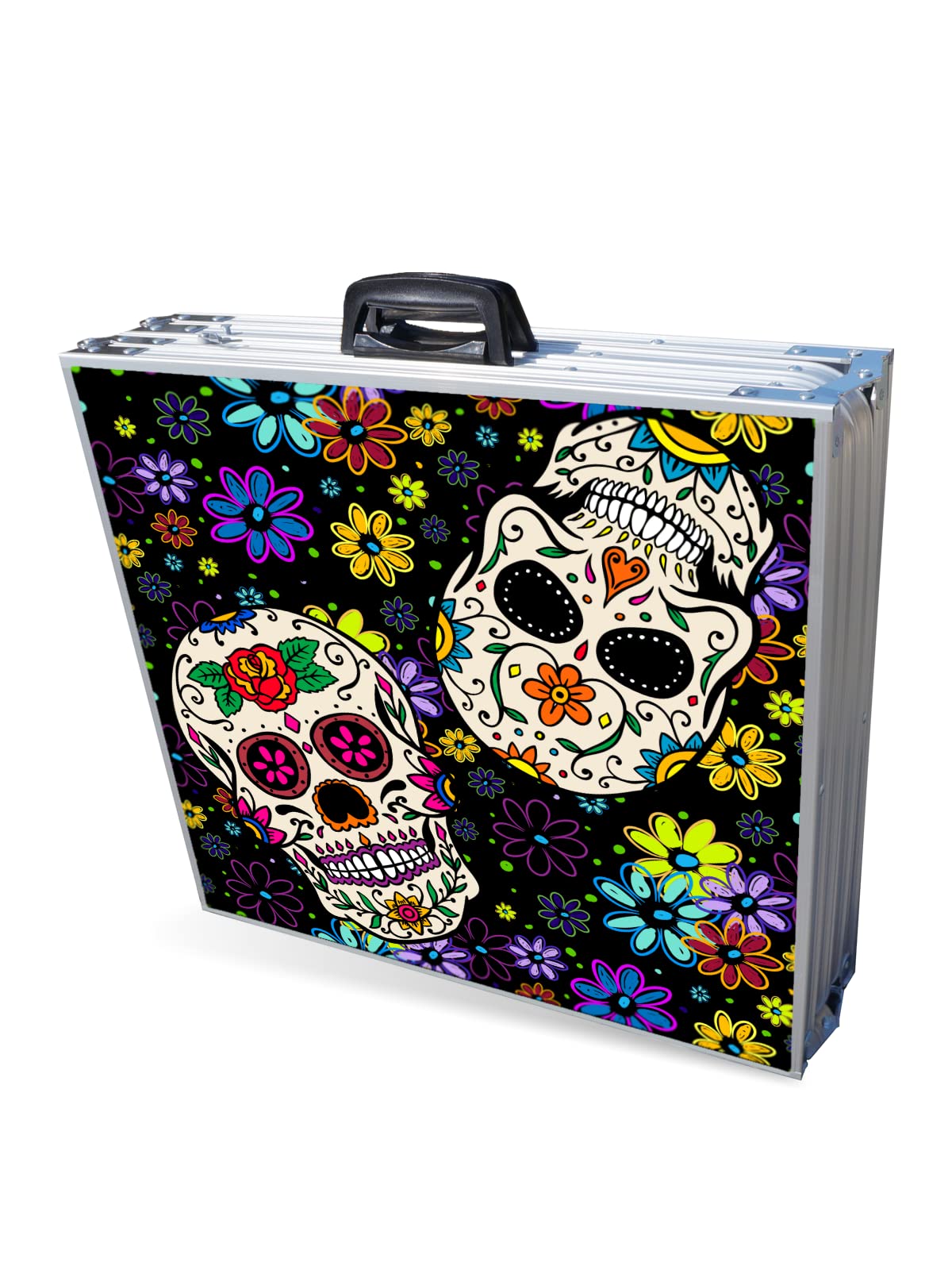 PARTYPONG 8-Foot Folding Beer Pong Table w/Cup Holes - Dia de Los Muertos Edition