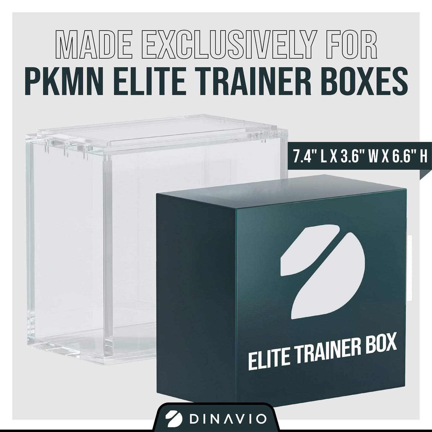 Dinavio Crafthouse Elite Trainer Box Acrylic Display Case Stackable - 8mm + 5mm Ultra Thick Acrylic with N52 Strong Magnets - ETB Case Protector