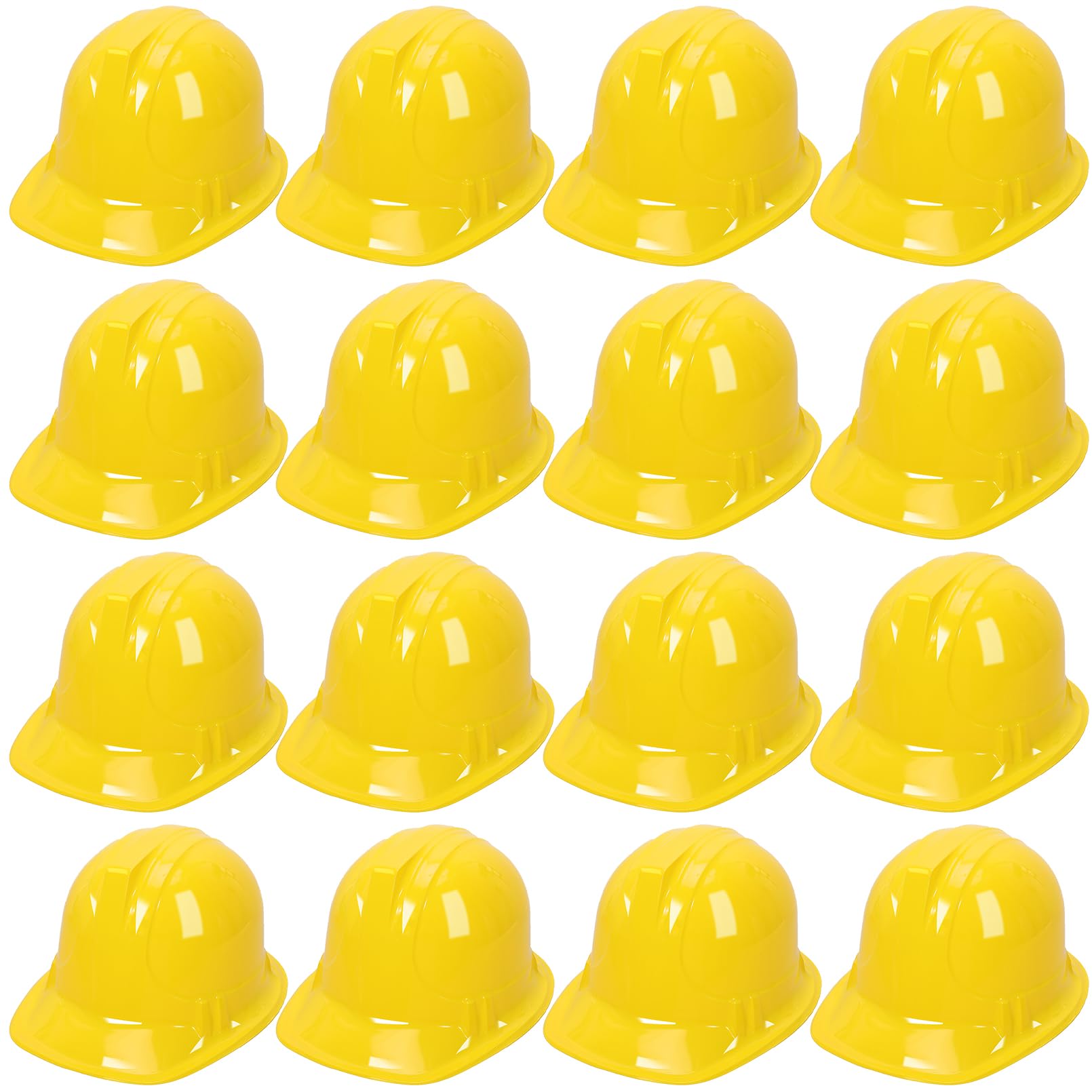 Blcculi 16 Pack Yellow Soft Plastic Hard Hats, Toy Construction Worker Helmets for Dress-Up and Party Supplies