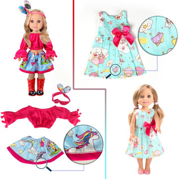 WONDOLL 10-Sets Doll-Clothes for American-14-inch-Dolls - Compatible with 14.5-inch-Dolls Handmade Clothes and Outfits Accessories Christmas Birthday