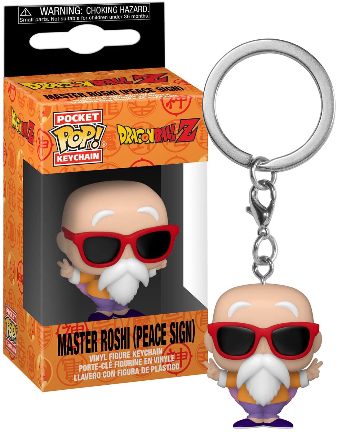 Funko POP Keychain: Dragon Ball Z - Master Roshi (Peace Sign), 2 inches,Multicolor