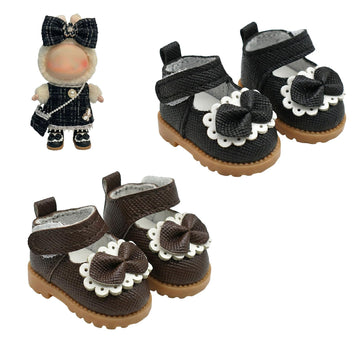 QIXINGWISE Doll Shoes for Lububu, 15cm 17cm Dolls Accessories, Mini PU Leather Shoes, Fashion Dress Up Doll Shoes Replacement for 6.7 Inches Dolls (2