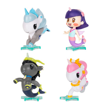 Jazwares Mermicorno: Starfall 2” 4 Figure Pack - Astra, Gwen, Sawtooth, & Kameko - Ages 5+ - Officially Licensed Mermicorno Product