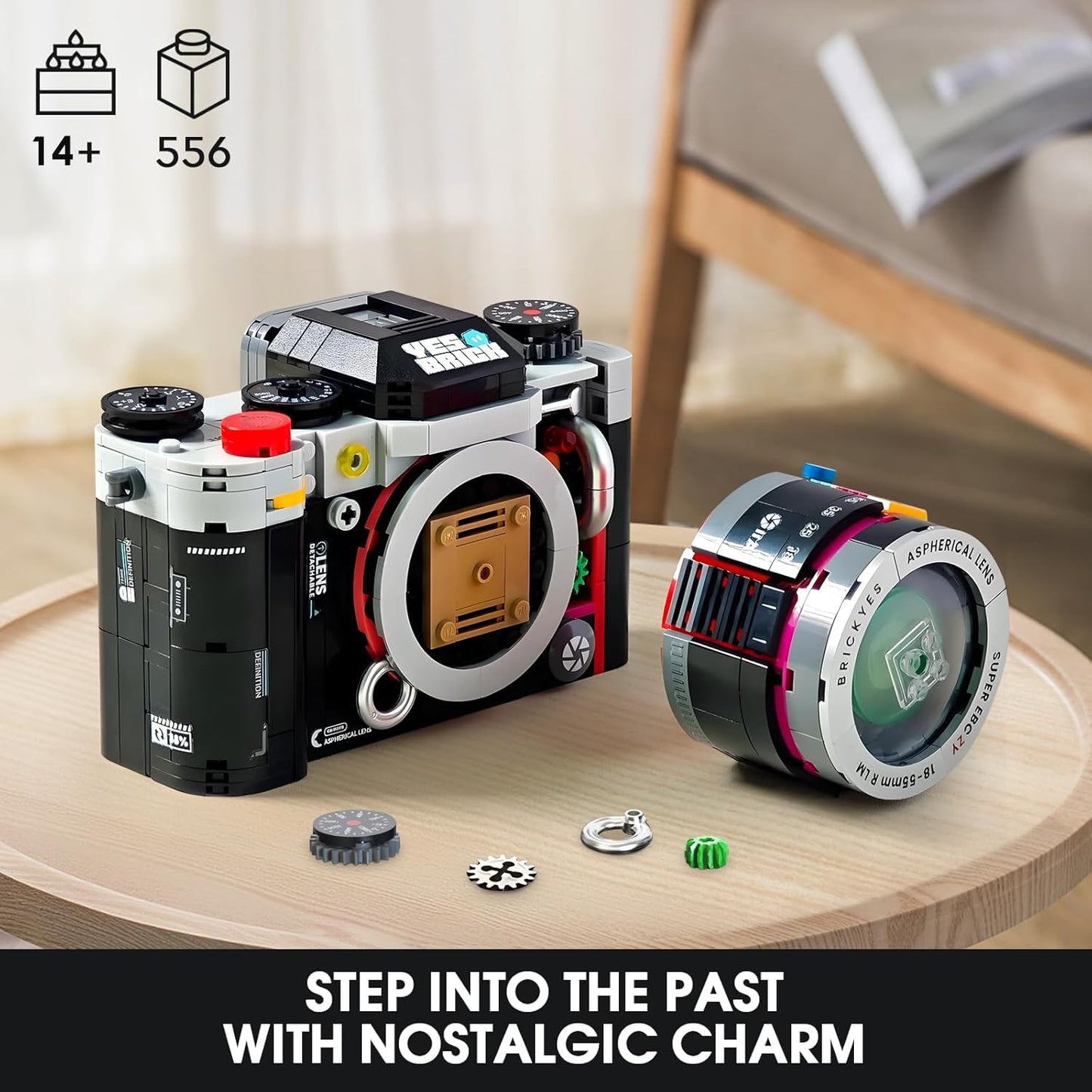 Vziimo Retro Camera Building Set for Adults, Vintage Camera Model Kit, Creative Gifts for Adults, Teens Age 14+, Photography Fans and Vintage