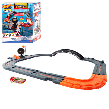 Hot Wheels City Track Pack, 10 Piece Set Includes Track Base & Various Track Pieces to Build a Cityscape, with 1 Hot Wheels Car, Connects to Other