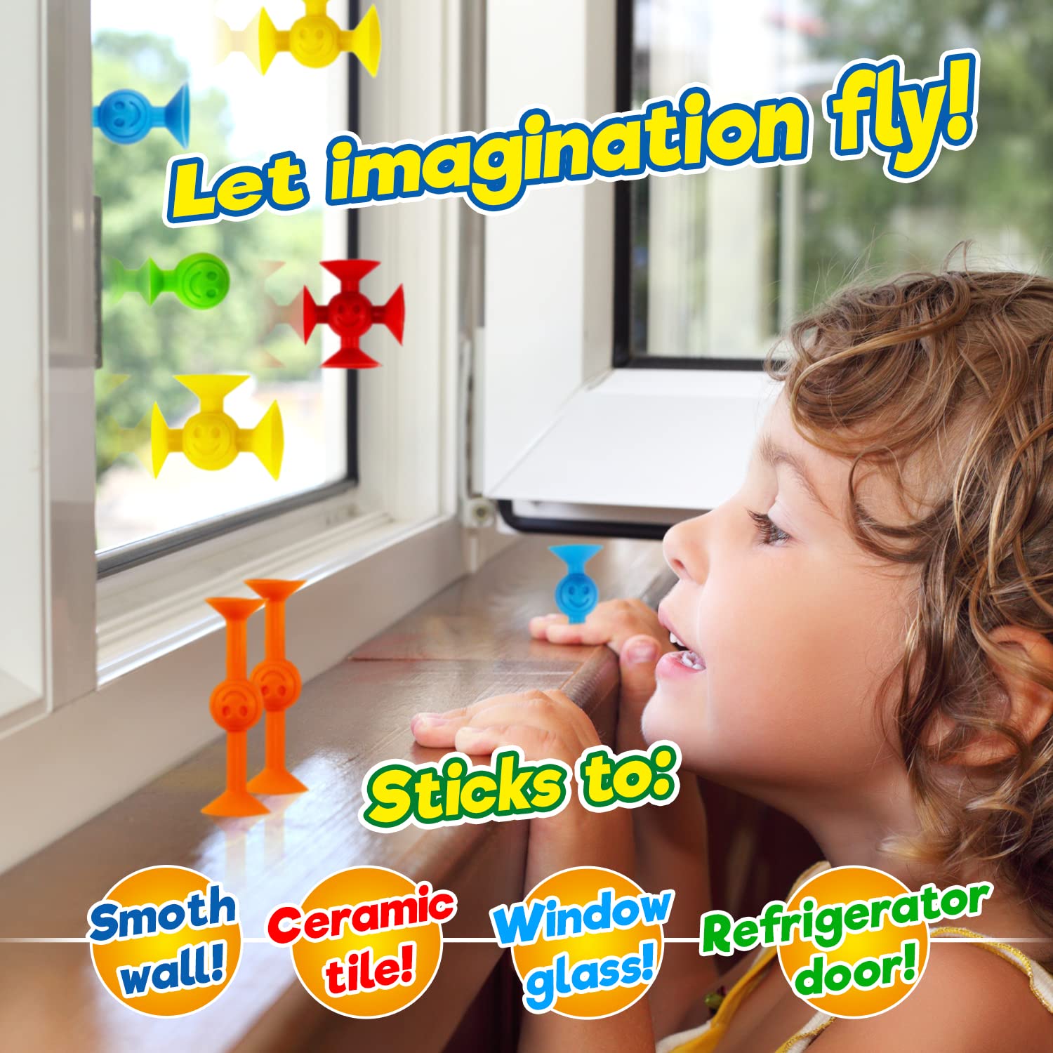 JA-RU Mini Suction Stackers (1 Pack, 14 Pieces Each) - Colorful Suction Cup Toys for Kids Ages 4-8 & Up | Suction Bath Toys | Stress Relief Fidget Toy