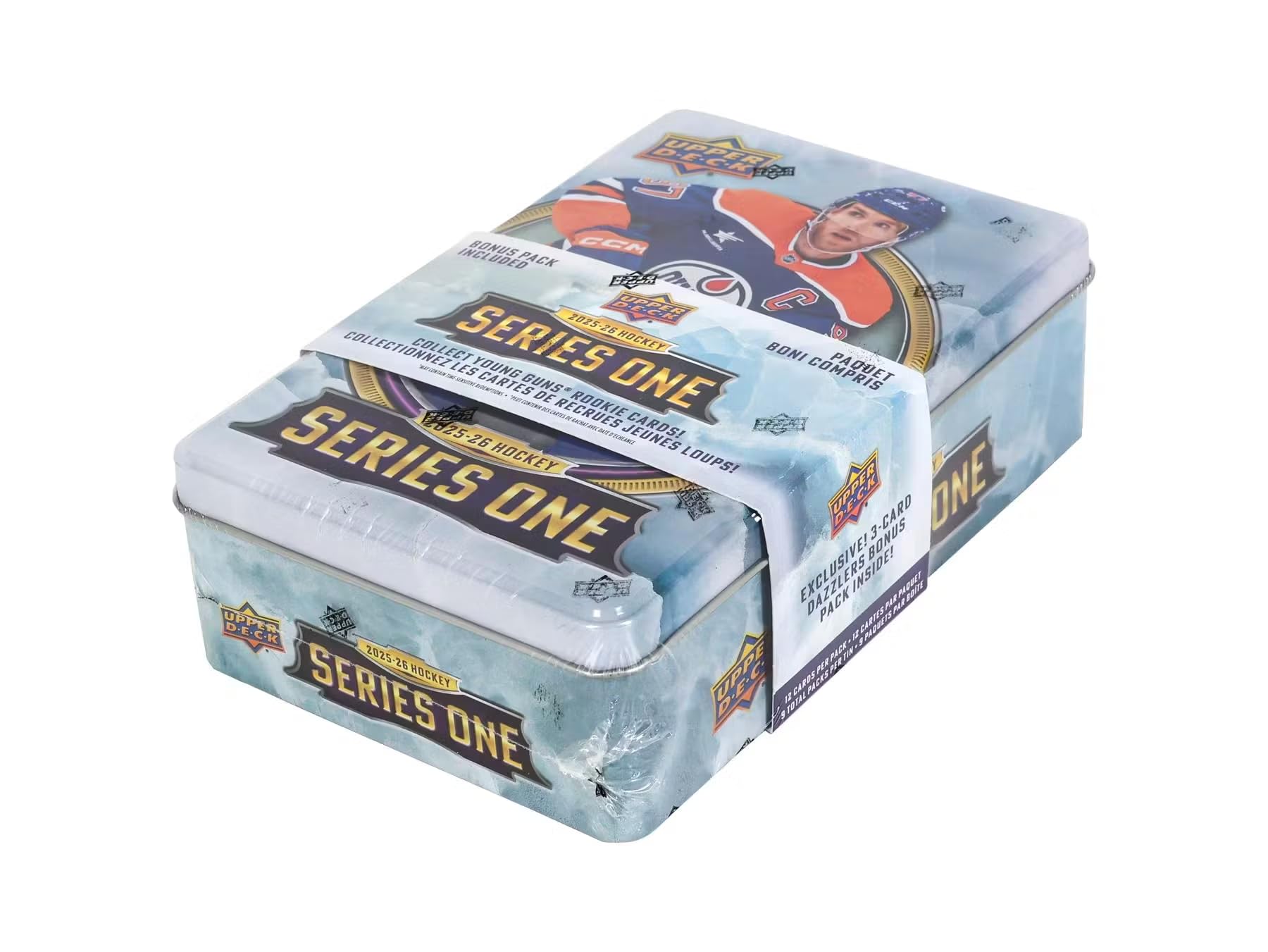 2025/26 Upper Deck Series 1 Hockey Trading Card Tin (Three Young Guns Rookie Cards Per Box)