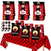 Ghberll Ladybug Party Bags 30Pcs Favor Kit with 1 Tablecover Red Black Polka Dots Tablecloth & Treat Paper Candy Bags for Birthday Party Decorations
