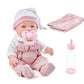 Enjoyin 12 Inch Baby Doll Playset for Toddlers Girl - Doll Accessories with Pink Clothes, Pacifier, Feeding Bottle& Soft Blanket, for Girls Ages 3