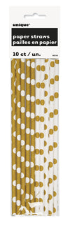 Gold Polka Dot Paper Straws, 10ct
