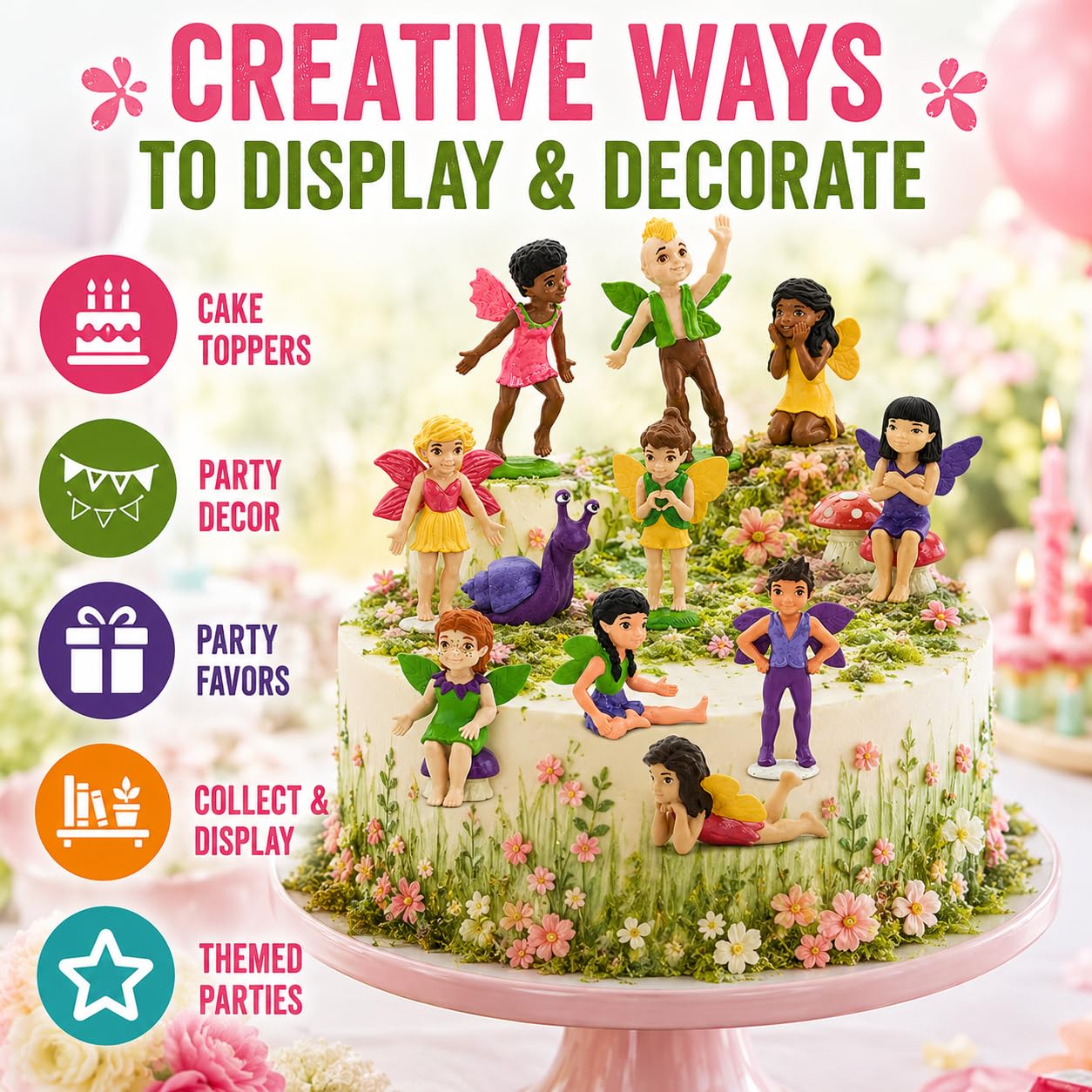 Safari Ltd. Friendly Fairies Super TOOB - 10 Adorable Fairy Figurines - Detailed Hand-Painted Toy Figures For Boys, Girls & Kids Ages 3+
