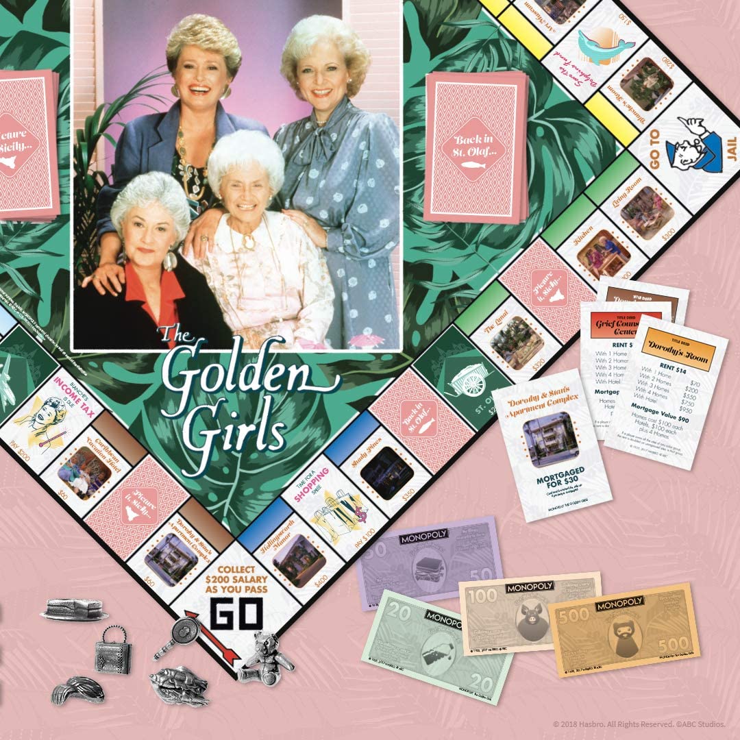 Monopoly: The Golden Girls Board Game | Buy, Sell, Trade Fan-Favorite Locations | Classic Monopoly Game Featuring Golden Girls TV Show Theme |