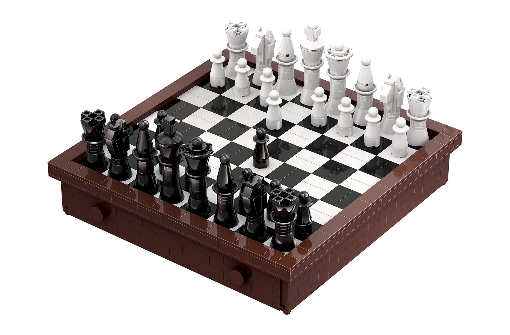 Apostrophe Games Building Block Chess Set - 1,024 Pcs Build Your Own Chess - Game Pieces & Board, Compatible with the Major Brand of Building Blocks