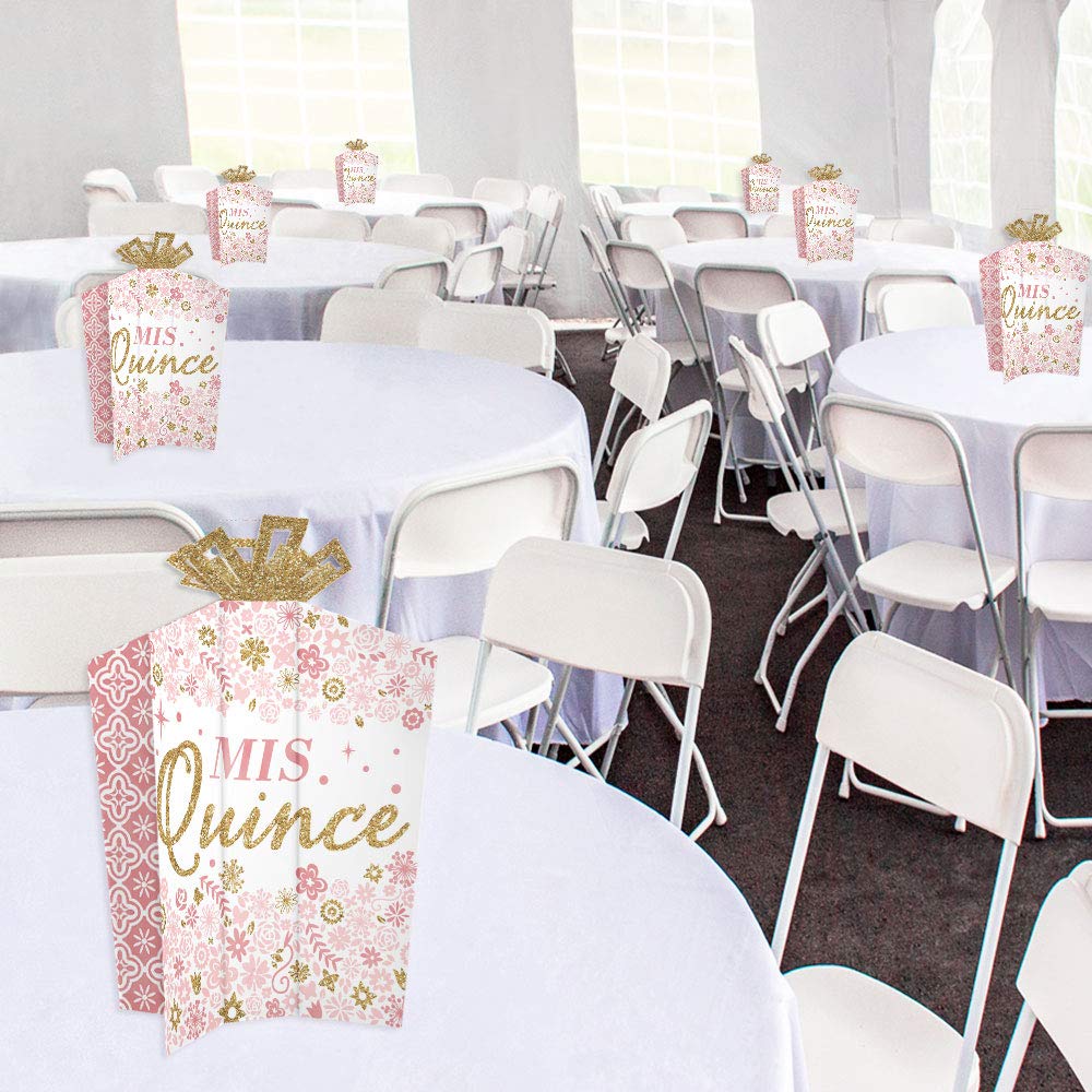 Big Dot of Happiness Mis Quince Anos - Table Decorations - Quinceanera Sweet 15 Birthday Party Fold and Flare Centerpieces - 10 Count
