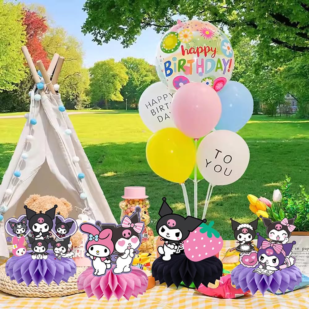 8Pcs Kuromii Honeycomb Table Centerpiece,Kawaii Birthday Party Supplies Table Decorations for Kids Party Decorations