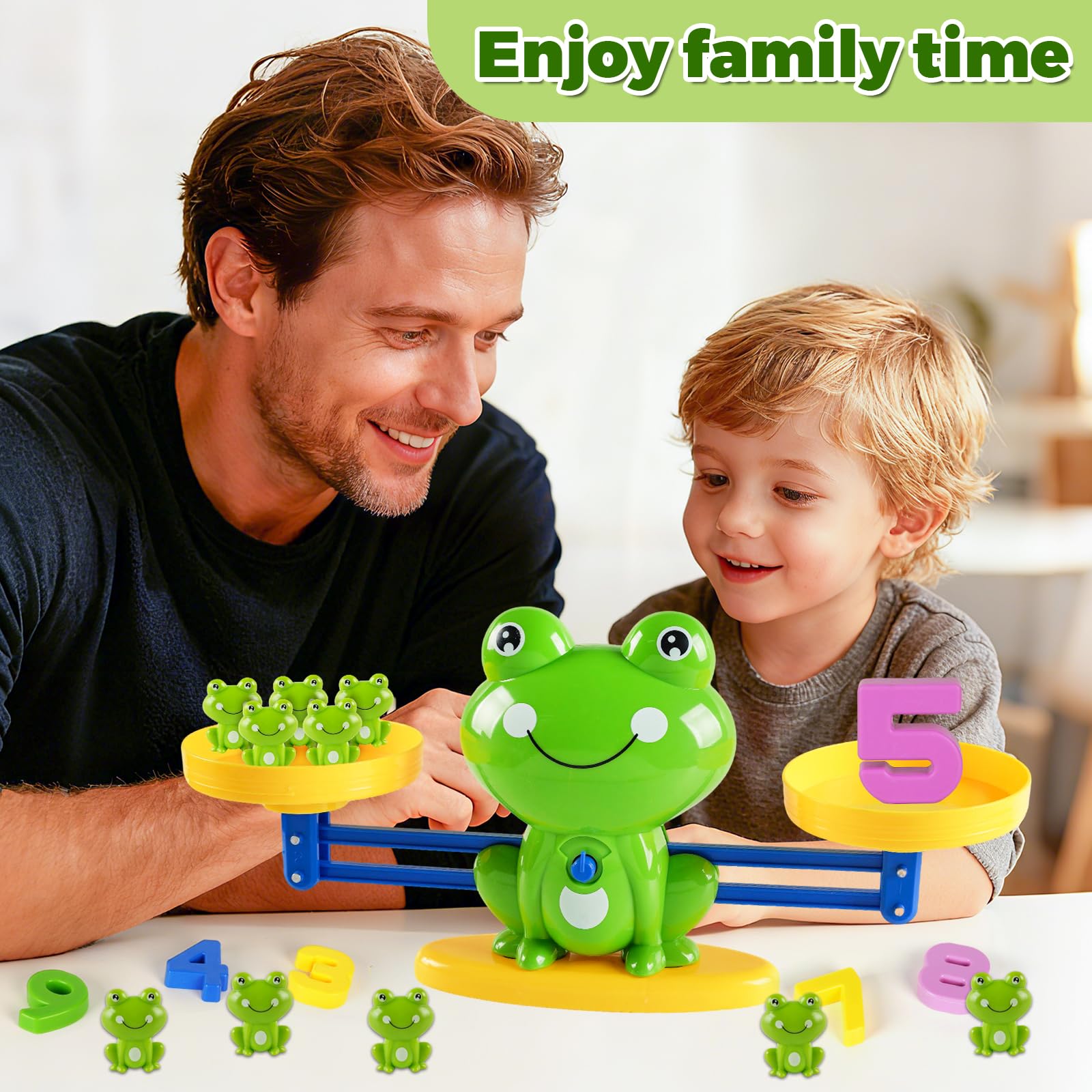 ISMETACU Frog Balance Math Toy for Preschool - Cool Counting Manipulatives and STEM Learning Materials for Kids Ages 5-7, Fun Number Match Activity