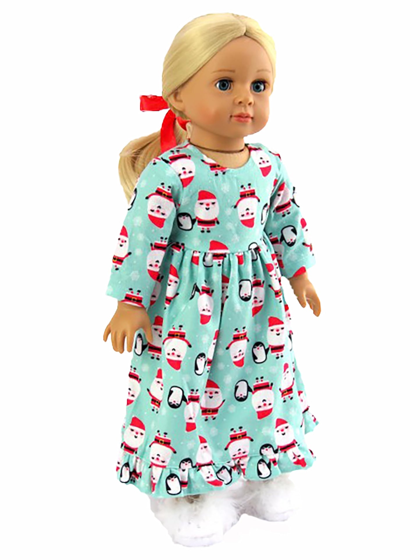 Santa and Penguin Christmas Nightgown for 18-Inch Dolls | Premium Quality & Trendy Design | Dolls Clothes