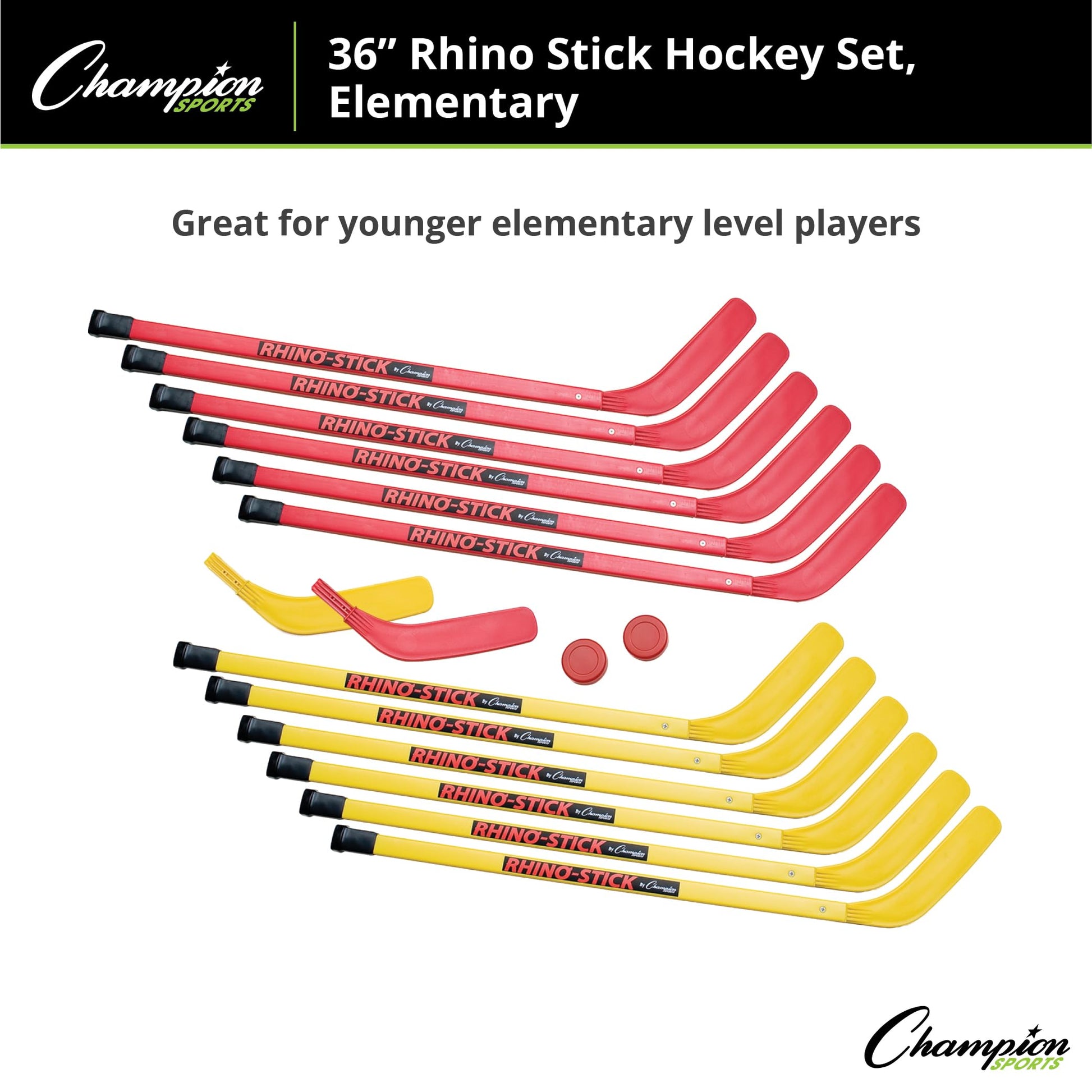 Champion Sports Rhino Floor Hockey Set - 16-Piece - 36" Player Sticks