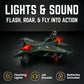 Diecast Fighter Jet Toy Military Falcon Replica Model - 1:400 Scale Airplane Pullback Metal Alloy Aircraft Vehicle with Flashing Lights and Sound