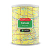 Geotoys Kansas Mini State Puzzle - 100 Piece Puzzles for Kids and Adults in Portable Can, 13" x 10" Educational Travel Puzzle for Ages 7 and Up - Mini