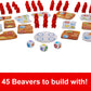 Mattel Games Beaver Building Fun Game for Family Nights, Game Nights, Travel & Camping for 2-4 Players 6 and Up with 45 Beaver Figures, 14