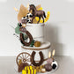 Western Cake Topper Brown Ball Horse Cake Decorations Cow Hat for Western Theme Party Horse Theme Decoration Supplies