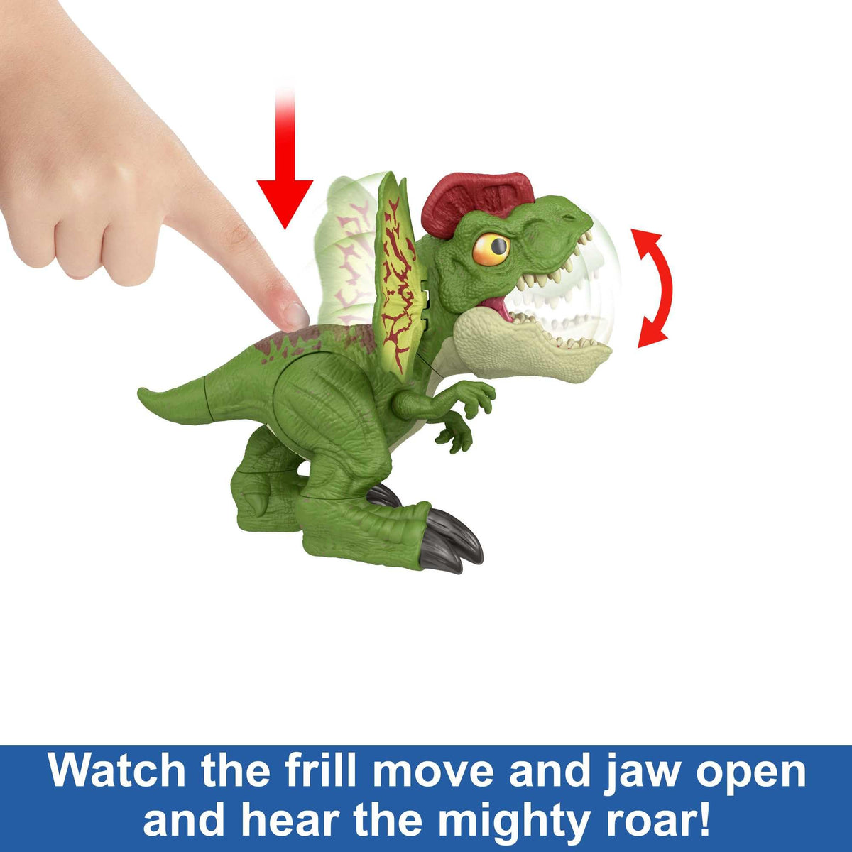 Mattel Jurassic World Uncaged Dinosaur Toy, Fierce Launchin' Dilophosaurus Figure with Shooting Action, Sound & 2 Projectiles