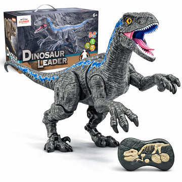 Remote Control Dinosaur Toy for Kids - RC Velociraptor Robot Dinosaur, Walking Robotic Dino with Lights & Roaring Sound, 2.4GHz Electronic Pet Dino