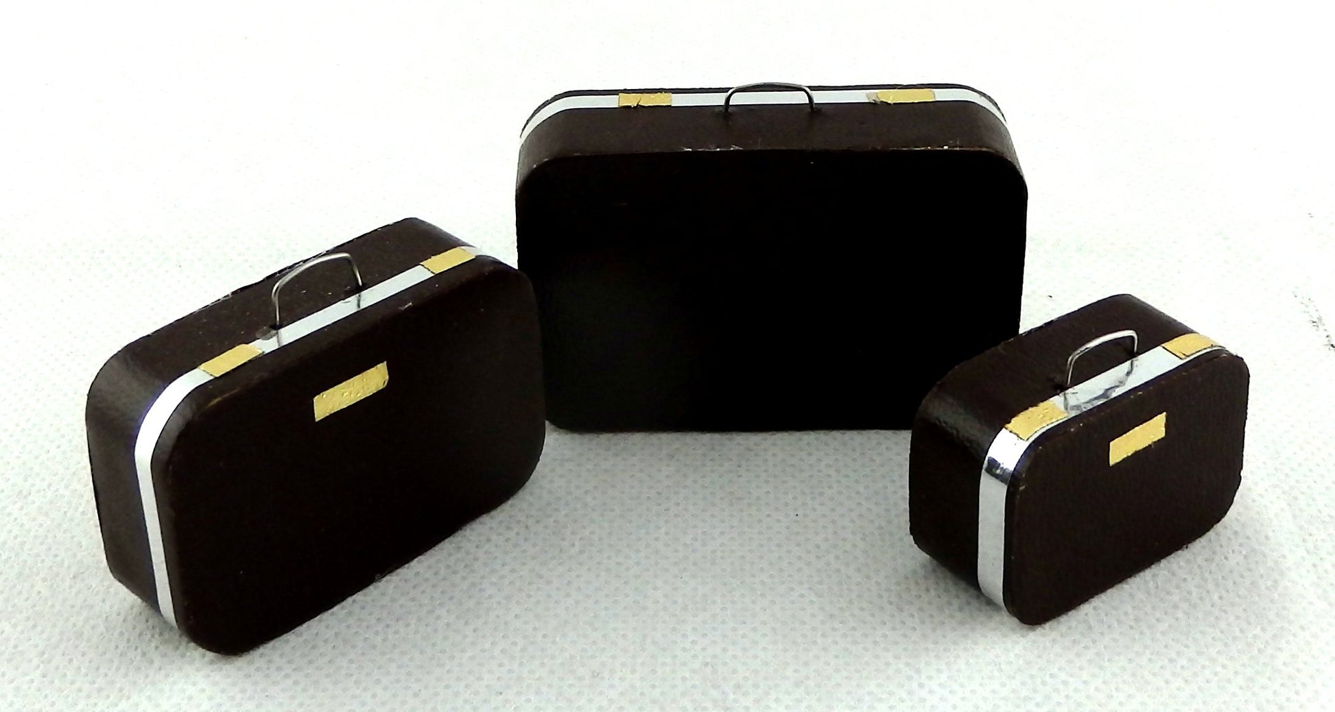 Dollhouse Miniature Three Leather Suitcases