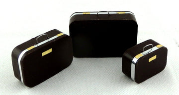Dollhouse Miniature Three Leather Suitcases