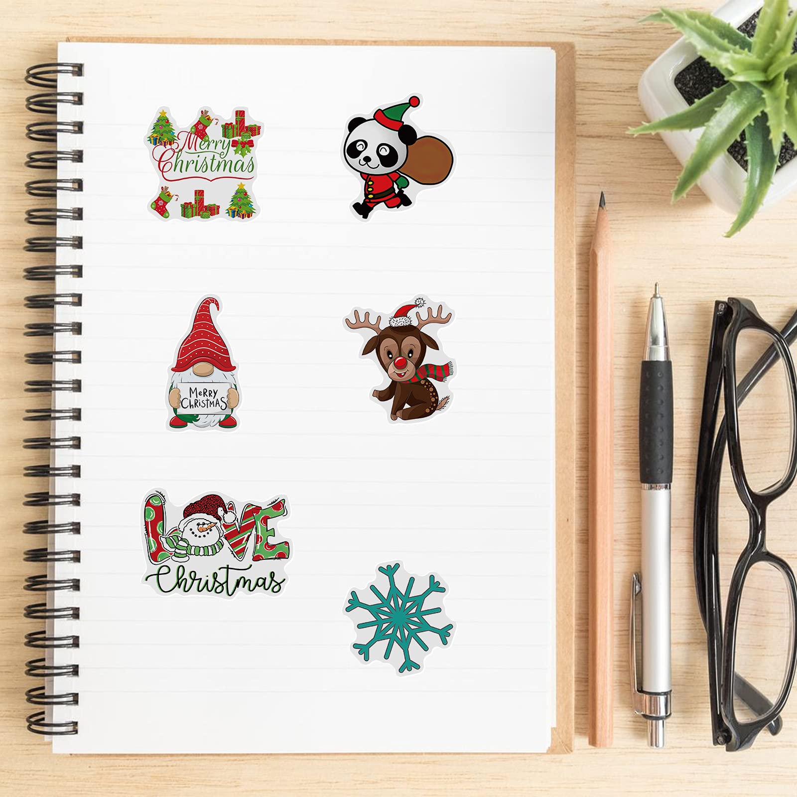 RZEOTPII Christmas Day Stickers Pack 100 Pcs Santa Claus Stickers for Laptop Scrapbook Windows Bicycle Water Bottle Skateboard,Waterproof Vinyl Decals