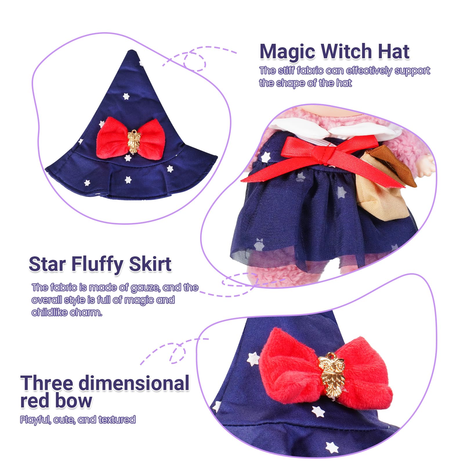 17cm Doll Clothes Halloween Clothes Set Designer Black Dress and Hat for 15-17cm 4 Inch Blind Box Dolls