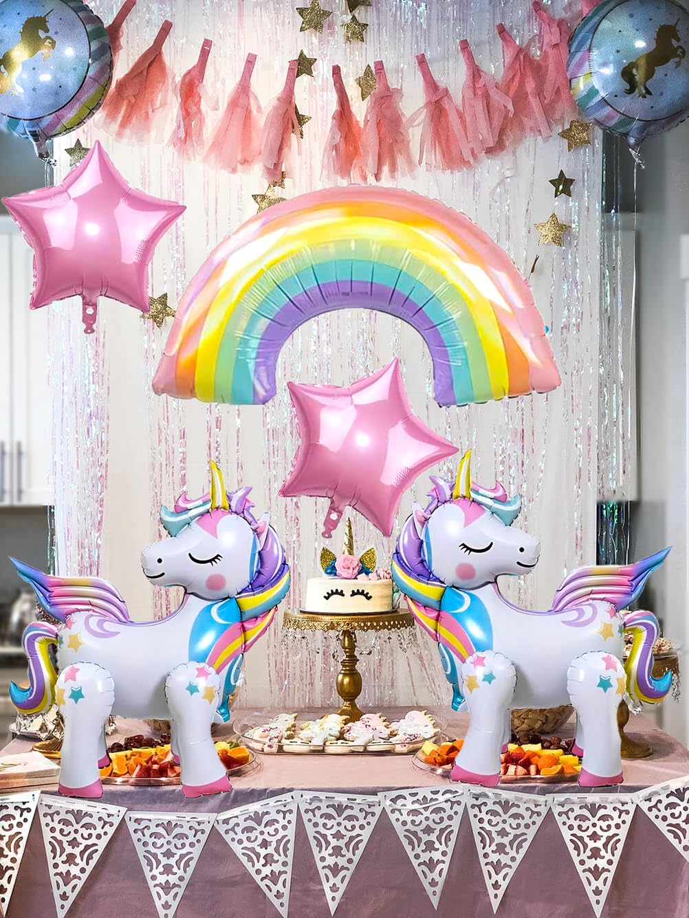 Self Standing Unicorn Balloons, 6PCS Unicorn Kids 6th Birthday Party Decor
